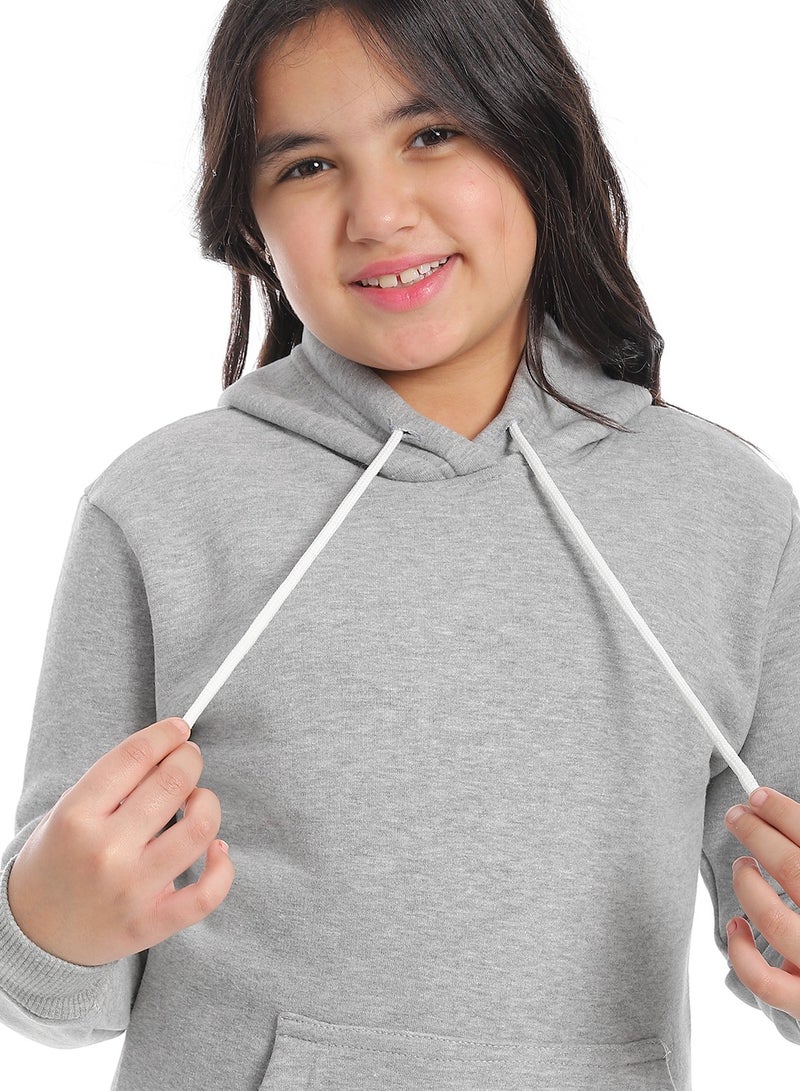 Andora Kangaroo Pockets Fleeced Hoodie_Grey - Image 4