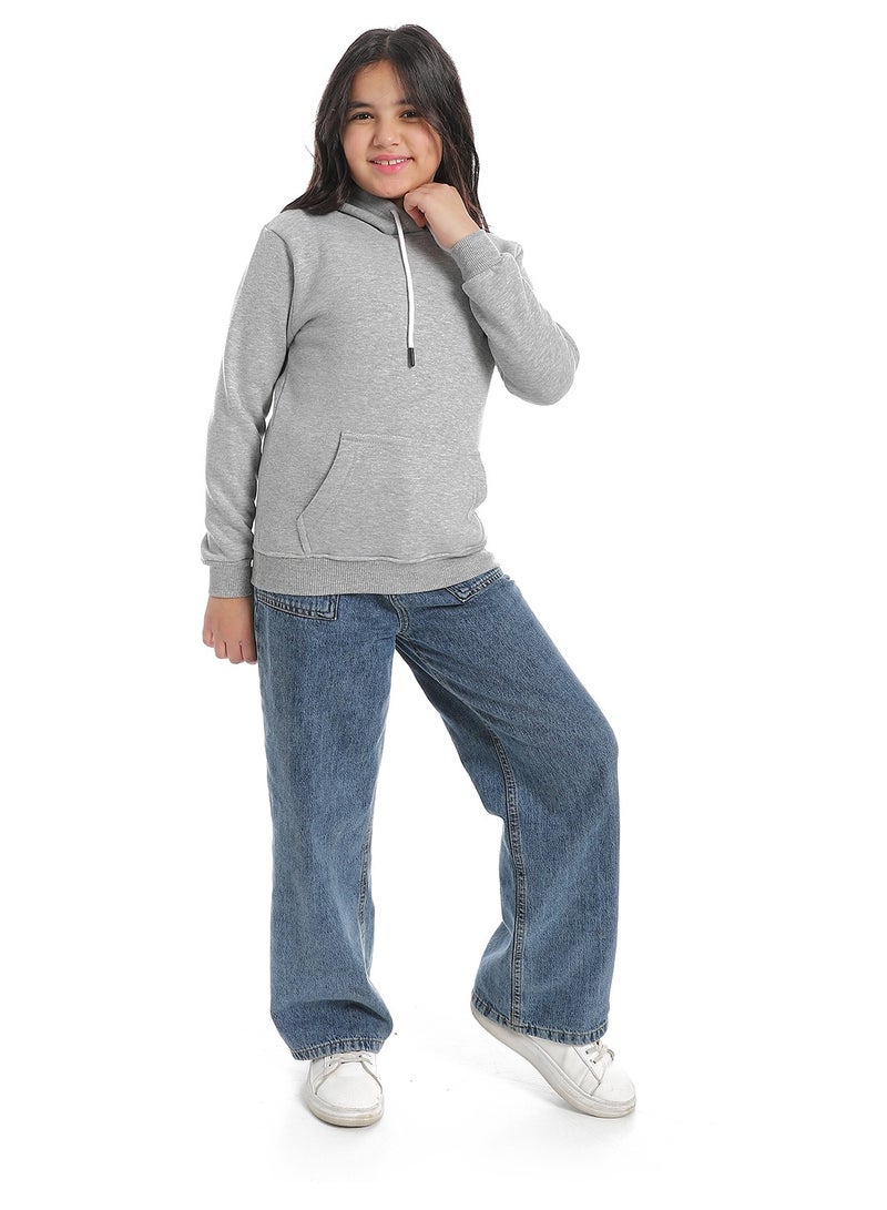 Andora Kangaroo Pockets Fleeced Hoodie_Grey - Image 5