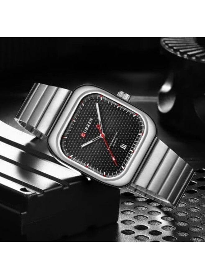 كارين ساعة كوريان 8460 رجالية كاجوال بسوار فولاذي مربعة كوارتز حركة يابانية - Image 2
