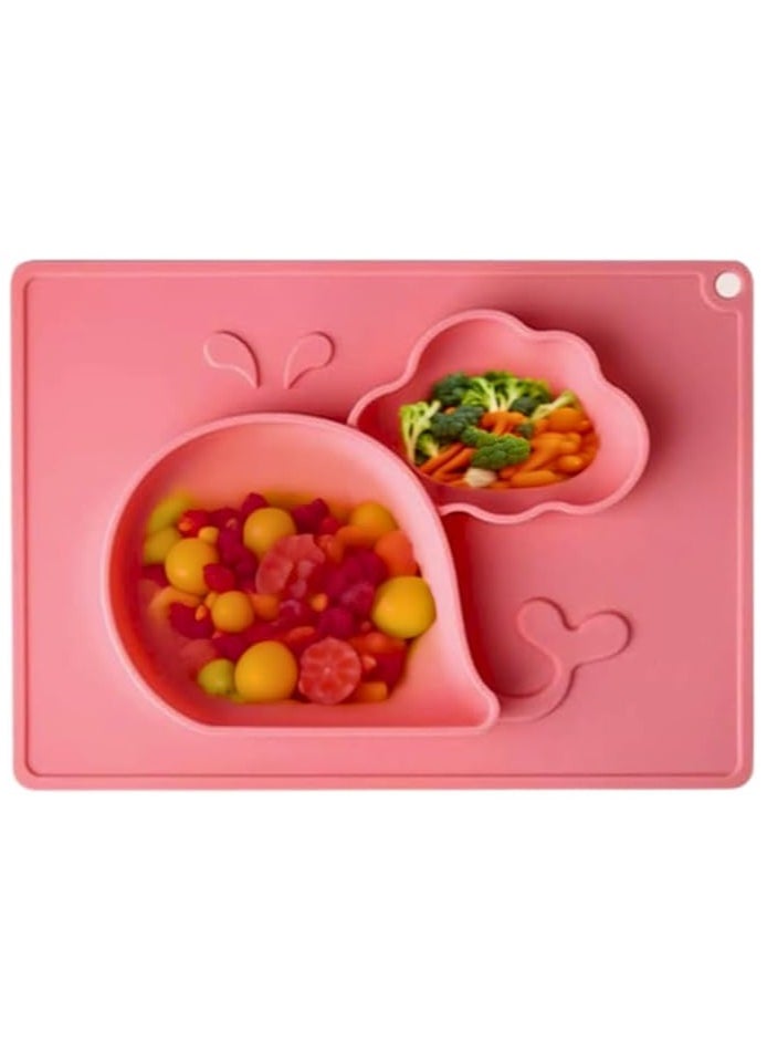 Generic Premium Silicone Divided Toddler Plate - Plate Silicone Non Slip 100% BPA FDA Approved Self Adhesive Base Dishwasher and Microwave Safe Non-Toxic, 200 Dgress Heat (Pink, Whale Shape)  - Image 1