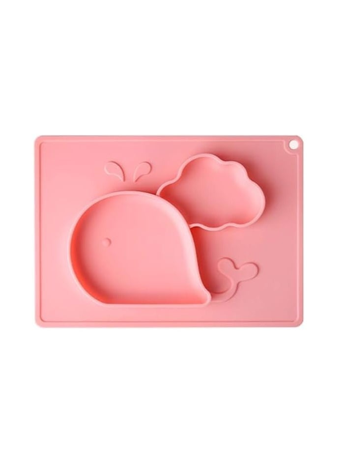 Generic Premium Silicone Divided Toddler Plate - Plate Silicone Non Slip 100% BPA FDA Approved Self Adhesive Base Dishwasher and Microwave Safe Non-Toxic, 200 Dgress Heat (Pink, Whale Shape)  - Image 3
