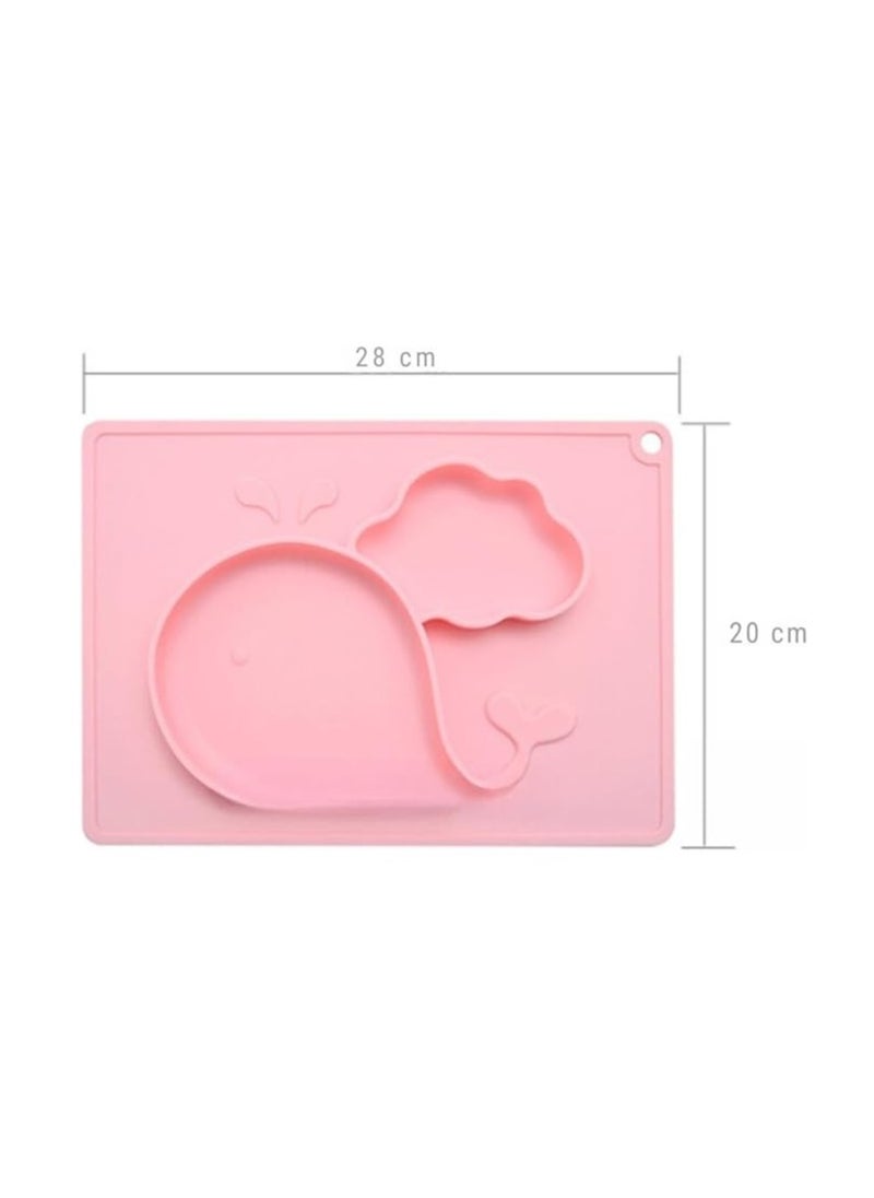 Generic Premium Silicone Divided Toddler Plate - Plate Silicone Non Slip 100% BPA FDA Approved Self Adhesive Base Dishwasher and Microwave Safe Non-Toxic, 200 Dgress Heat (Pink, Whale Shape)  - Image 4