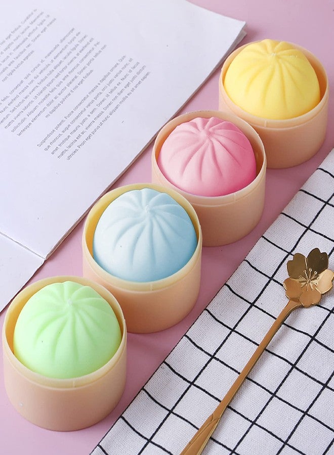 MEIEST 5 PCS Colorful Dumpling Squishy Stress Balls Fidget Sensory Toy,Squeeze Dough Ball Stress Relief Hand Toy,Anti-Anxiety Bun with Food Steamer Stretchy Desk Toys - Image 3