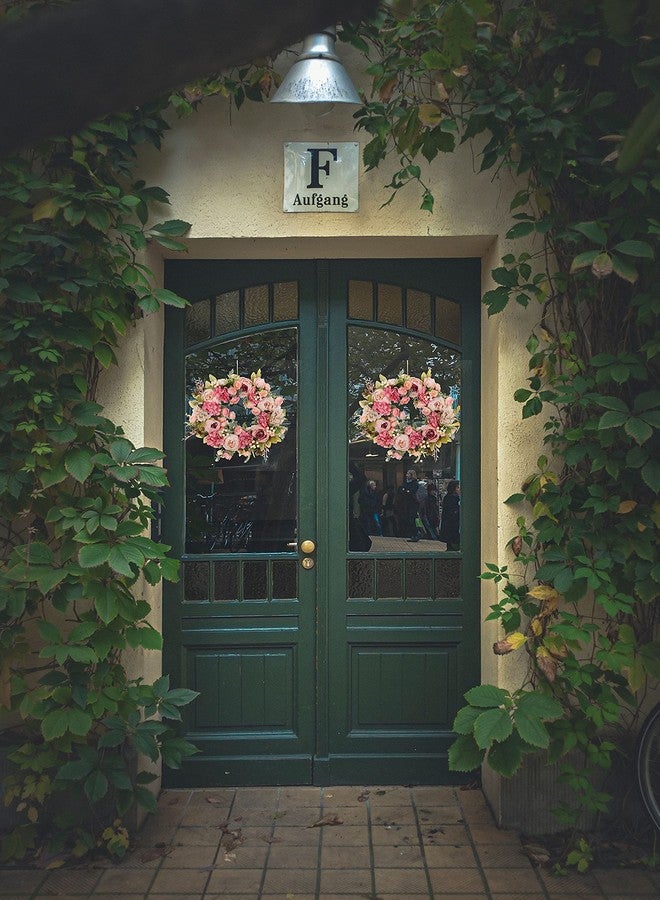DOTKV Peony Spring Wreaths for Front Door Outside Rose Summer Door Wreath Full 15 Inch Handmade Fall Winter Wreaths for Front Door Wall Window Decor - Image 4