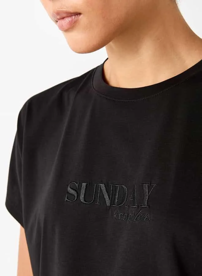ADOT by Splash Embroidered T-shirt with Crew Neck and Short Sleeves