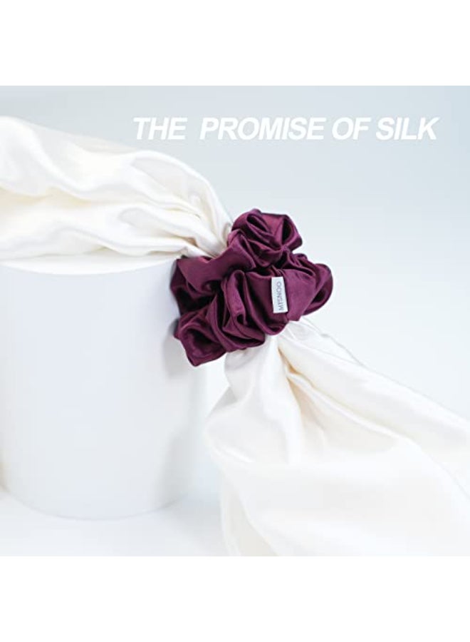 MTSNOO 100 Pure 22 Momme Mulberry Silk Scrunchies Set Elastic Band for Curly Hair 1 Pack of Hair Ties and Ropes for Women and Girls - Image 4