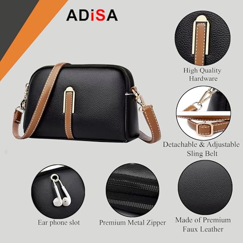 ADISA Women's Girls Grains Cross Body Sling Messenger Bag (Sl8141-Bla, Black) - Image 4