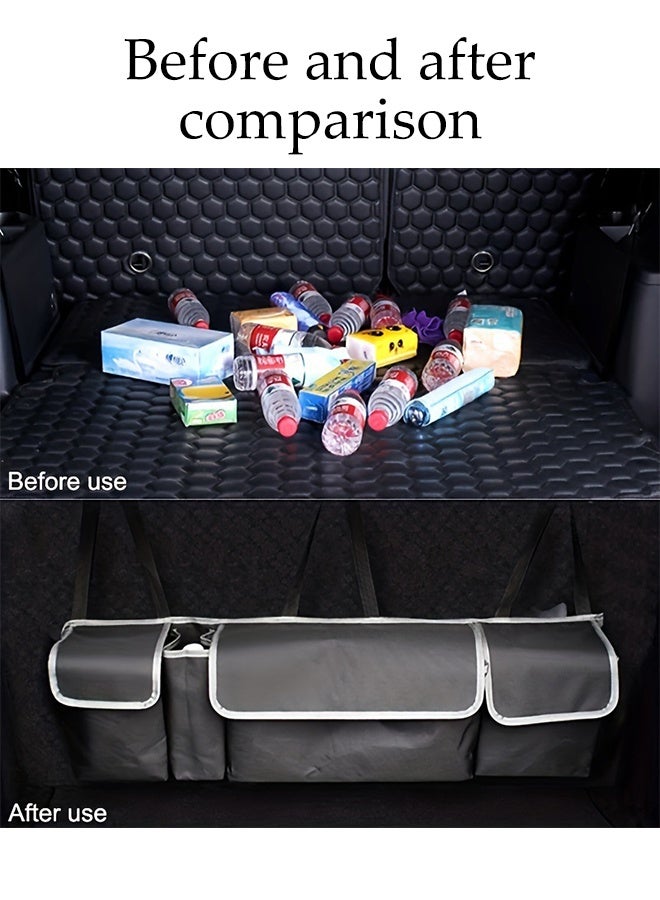 DUNISO Car Boot Organiser Adjustable Straps Waterproof Durable 4 Bags Car Seat Organiser for Easy Hanging Boot Bag Collapsible Waterproof Space Saving Trunk Storage Bag Seat Back Protectors for Car Backseat Cover - Image 3