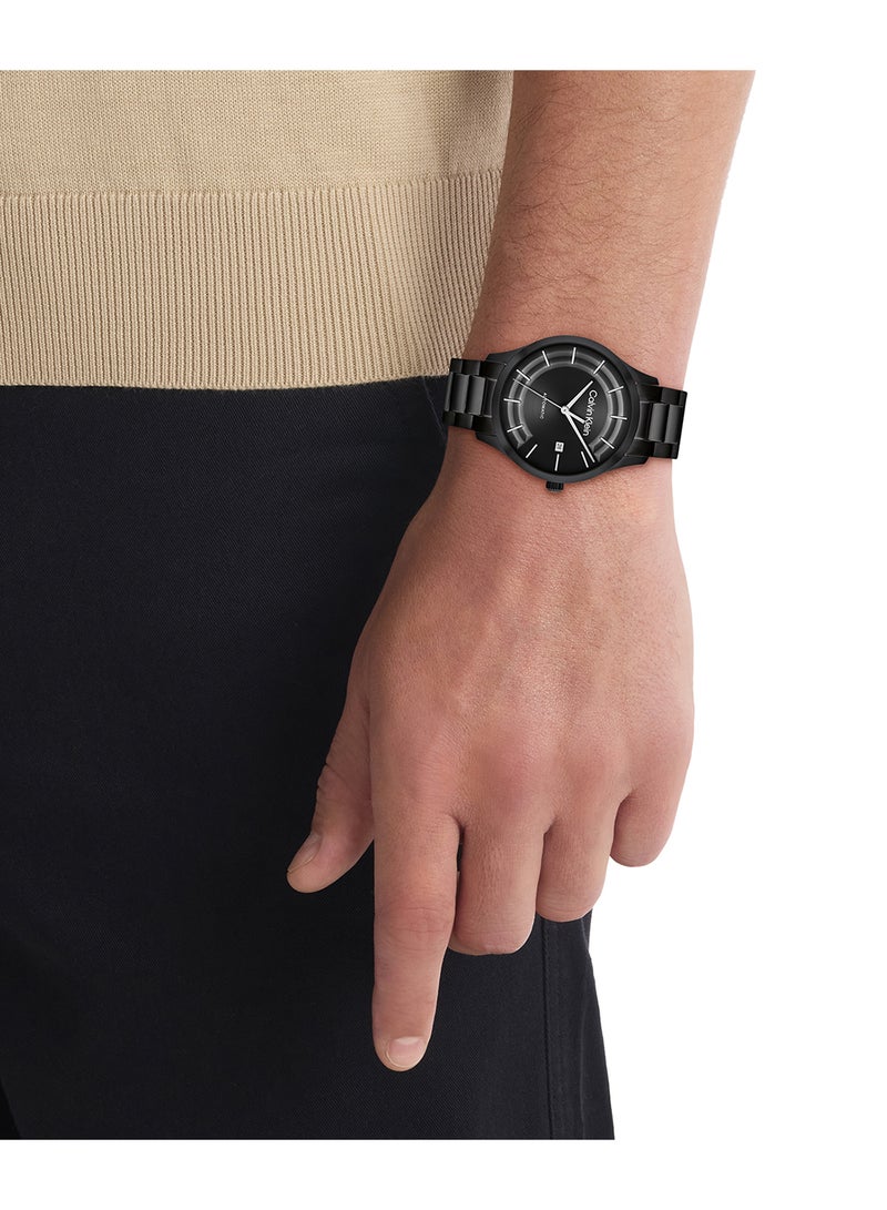 CALVIN KLEIN ساعة كالفين كلاين الدائرية التناظرية للرجال والنساء باللون الأسود - 25300023 - Image 4