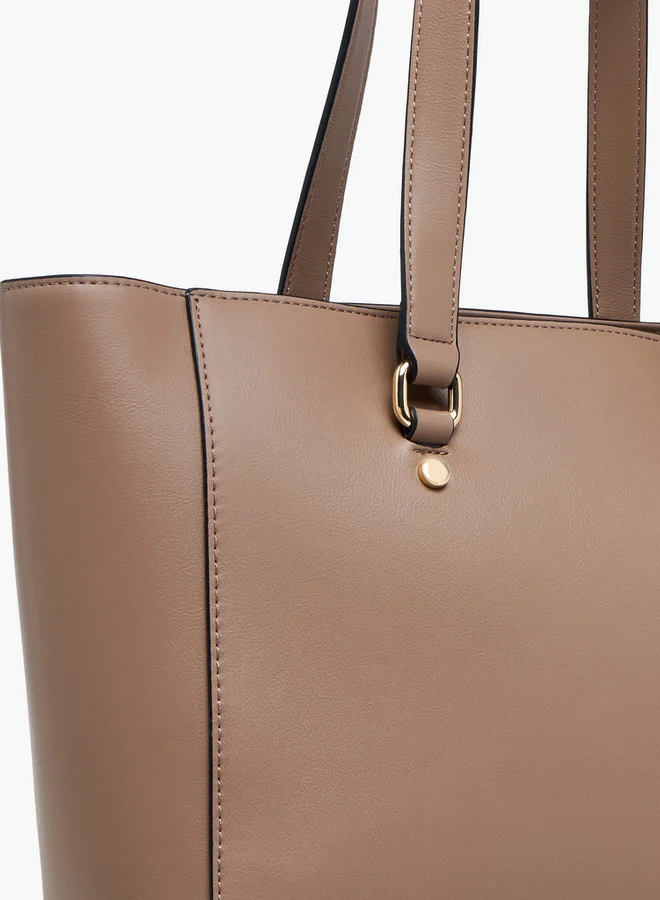 Celeste Monogram Embossed Tote Bag with Double Handle and Zip Closure