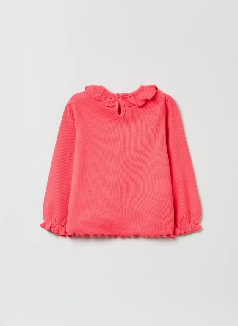 Ovs Ovs Ribbed T-Shirt With Frills