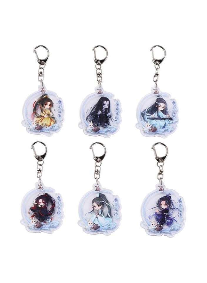 6 Piece Set Mo Dao Zu Shi Anime Acrylic Keychain Double-Faced Character Keychain Car Interior Accessories - Image 1
