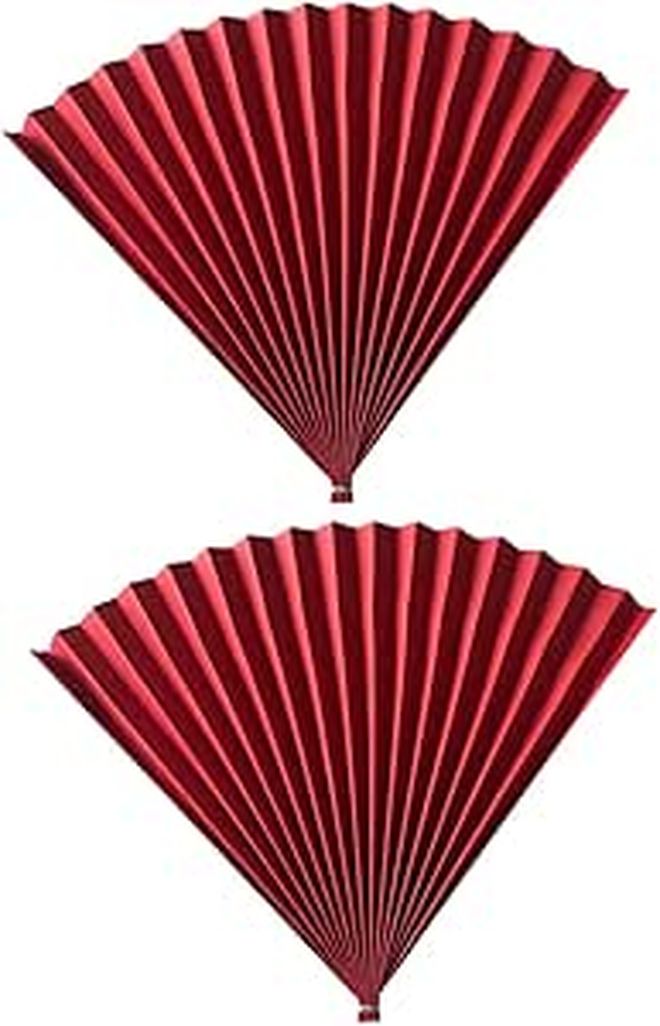 2pcs Red Antique Paper Folding Handheld Fans Chinese Style Photography Props For Wedding Festival Party Background Decoration - Image 1