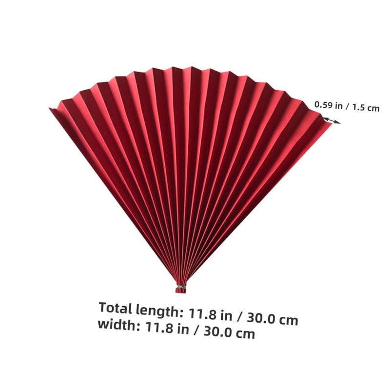 2pcs Red Antique Paper Folding Handheld Fans Chinese Style Photography Props For Wedding Festival Party Background Decoration - Image 3