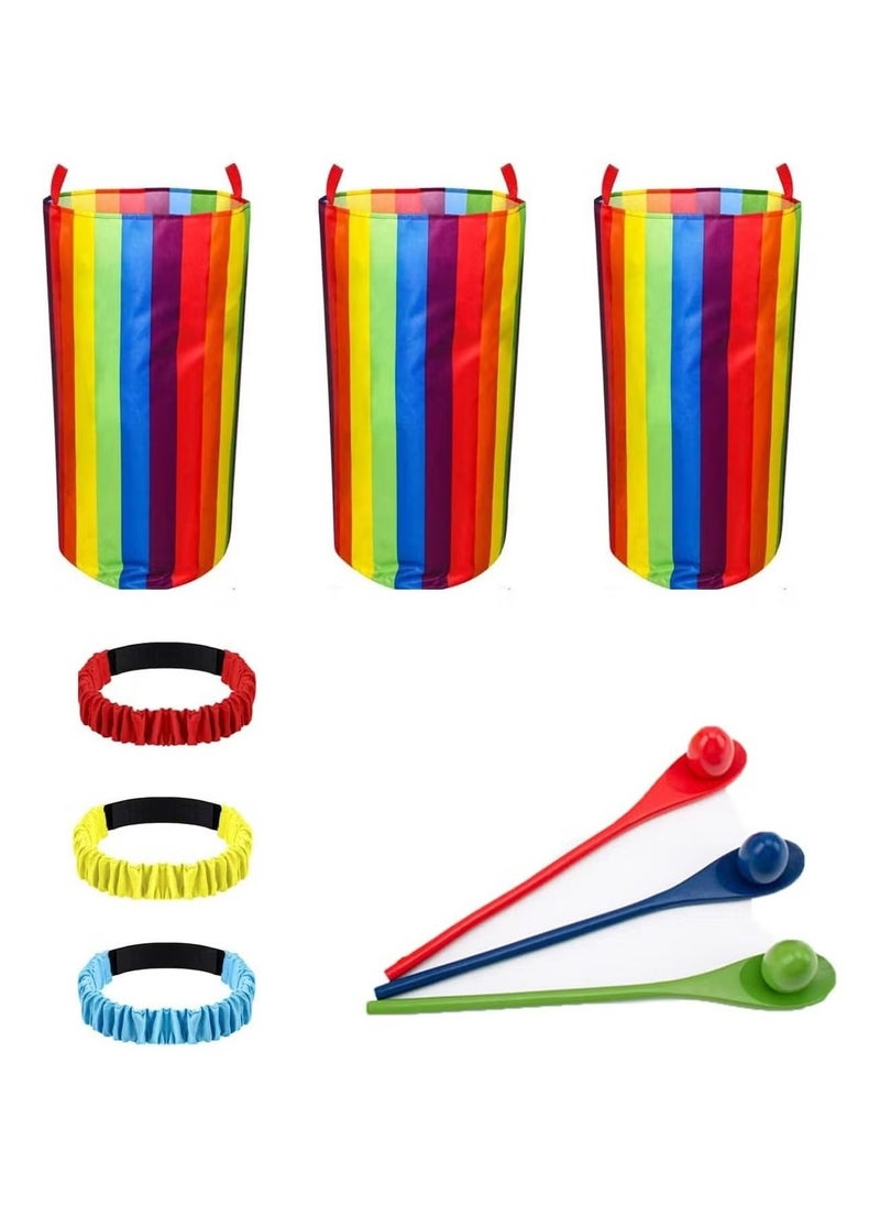 GMORO - Outdoor Games Potato Sack Race Bags 12Pcs, for Kids Adults Family, Yard Games Egg Spoon Relay Games, Carnival Games 3-Legged Race Bands, for Lawn Games Activities Party Family Outdoor Activities - Image 1