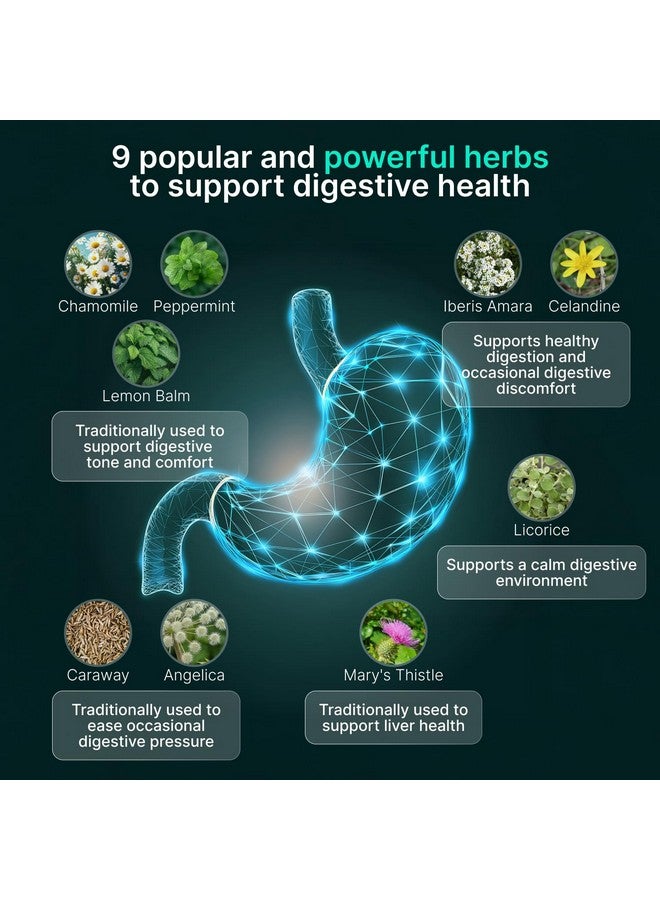 IBShield Tincture 100ml | 6+3=9 Herbs | Iberis Amara, Peppermint, Chamomile, Lemon Balm, Caraway, Licorice, Angelica, Celandine & Mary's Thistle | Original Herbal Formula Supports Digestive Wellness - Image 4