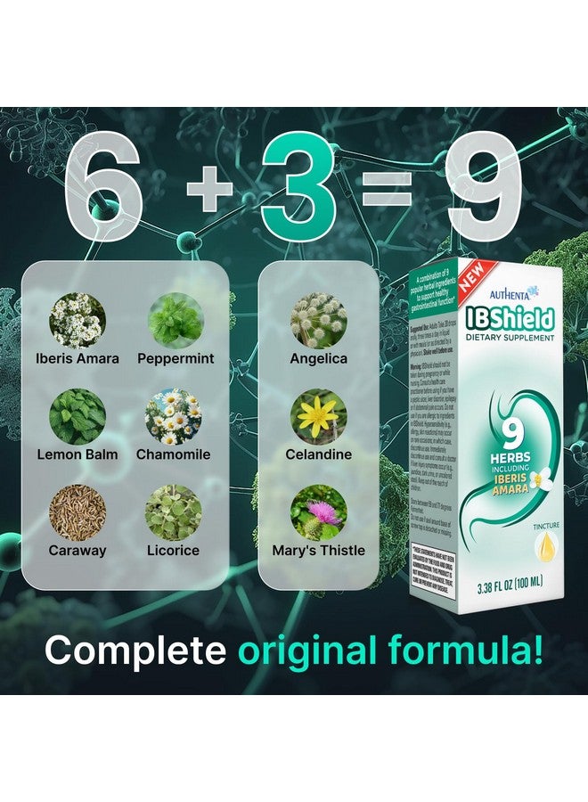 IBShield Tincture 100ml | 6+3=9 Herbs | Iberis Amara, Peppermint, Chamomile, Lemon Balm, Caraway, Licorice, Angelica, Celandine & Mary's Thistle | Original Herbal Formula Supports Digestive Wellness - Image 2