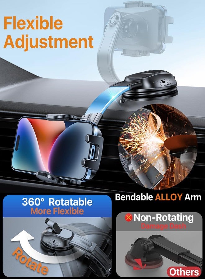 HTU Upgraded Strongest Suction Car Phone Holder Bendable Arm, Never Block View Rotatable Cellphone Mount for Dashboard Windshield Vent, Cradle Stand for iPhone 16 15 14 13 12 Pro Max (Sapphire Blue) - Image 4