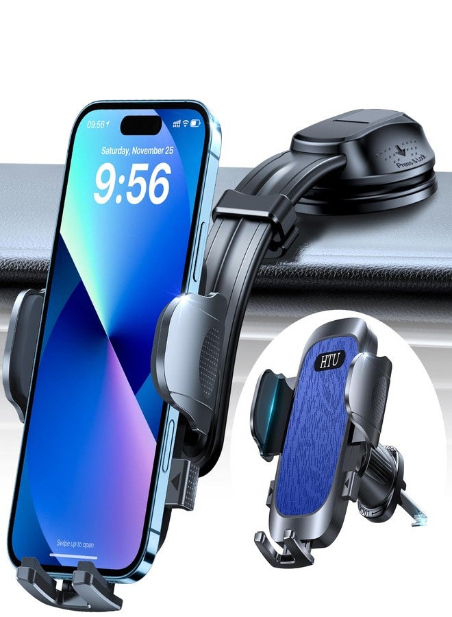 HTU Upgraded Strongest Suction Car Phone Holder Bendable Arm, Never Block View Rotatable Cellphone Mount for Dashboard Windshield Vent, Cradle Stand for iPhone 16 15 14 13 12 Pro Max (Sapphire Blue) - Image 1