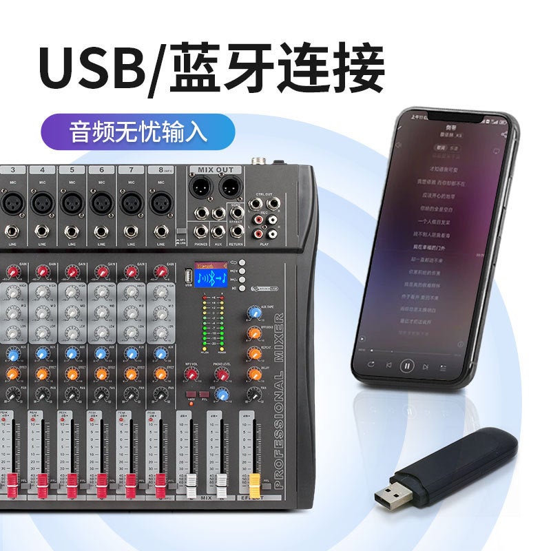 Ct88 Channel Mixer For Performances, Conferences, Usb With Bluetooth Monitoring, Dj Console Mixer, Professional Mixing - Image 4