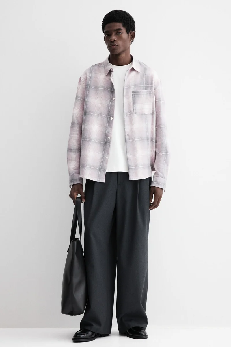 اتش اند ام قميص فلانيل بقصّة فضفاضة