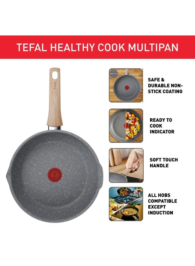 T-Fal Healthy Cook multipan 26 cm Cookware, Mineralia, Non stick coating, Safe, Healthy, Thermo Signal, Heat indicator, Mineralia base, Searing, Sautéing, Recipes B7017782 - Image 3