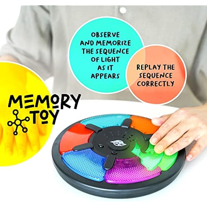 LIGHT-UP MEMORY GAME WITH SOUNDS - ELECTRONIC 6 SEQUENCE HANDHELD CLASSIC BRAIN TOY FOR BOYS, GIRLS & ADULTS, LIGHTWEIGHT, PORTABLE GIFT FOR KIDS - Image 2