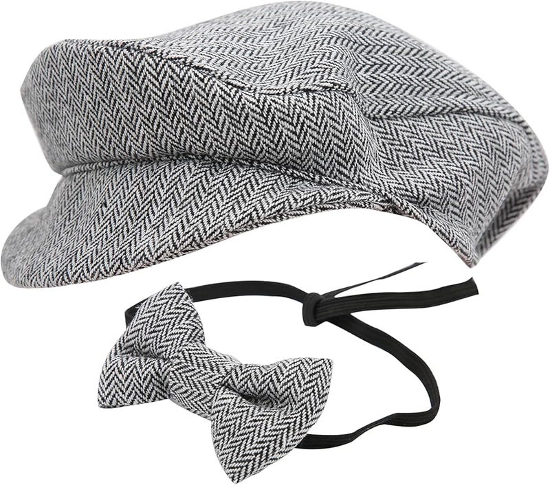 Gentleman Style Baby Photography Props Top Hat And Bow Tie Set Black White - Image 1