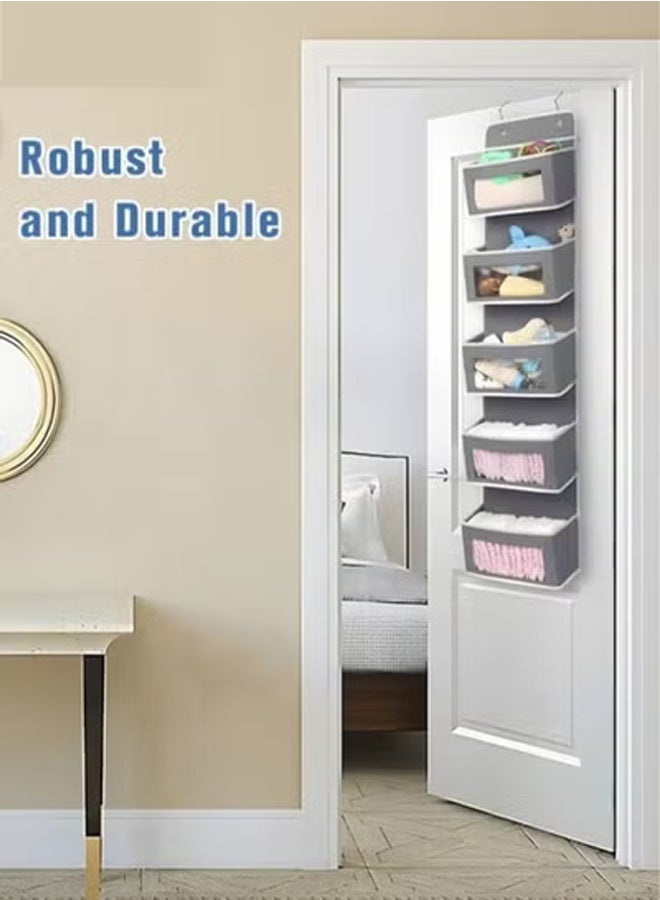 5 Layer Over The Door Storage Organizer With Mesh Perspective Window, Foldable Wall Mount Hanging Organizer For Bedroom Nursery Pantry Closet Dorm - Image 4