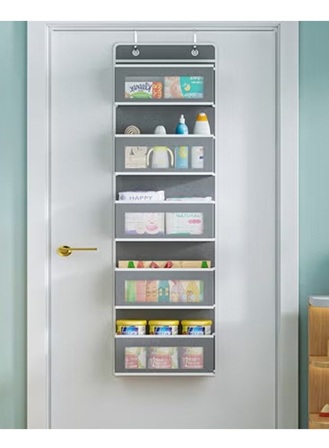 5 Layer Over The Door Storage Organizer With Mesh Perspective Window, Foldable Wall Mount Hanging Organizer For Bedroom Nursery Pantry Closet Dorm - Image 1