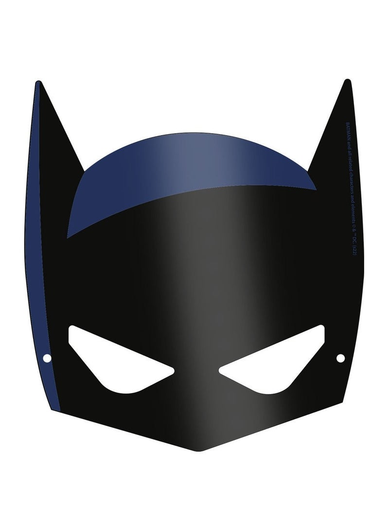 أقنعة ورقية باتمان باللون الأسود والأزرق، عبوة من 8 قطع، 17 سم