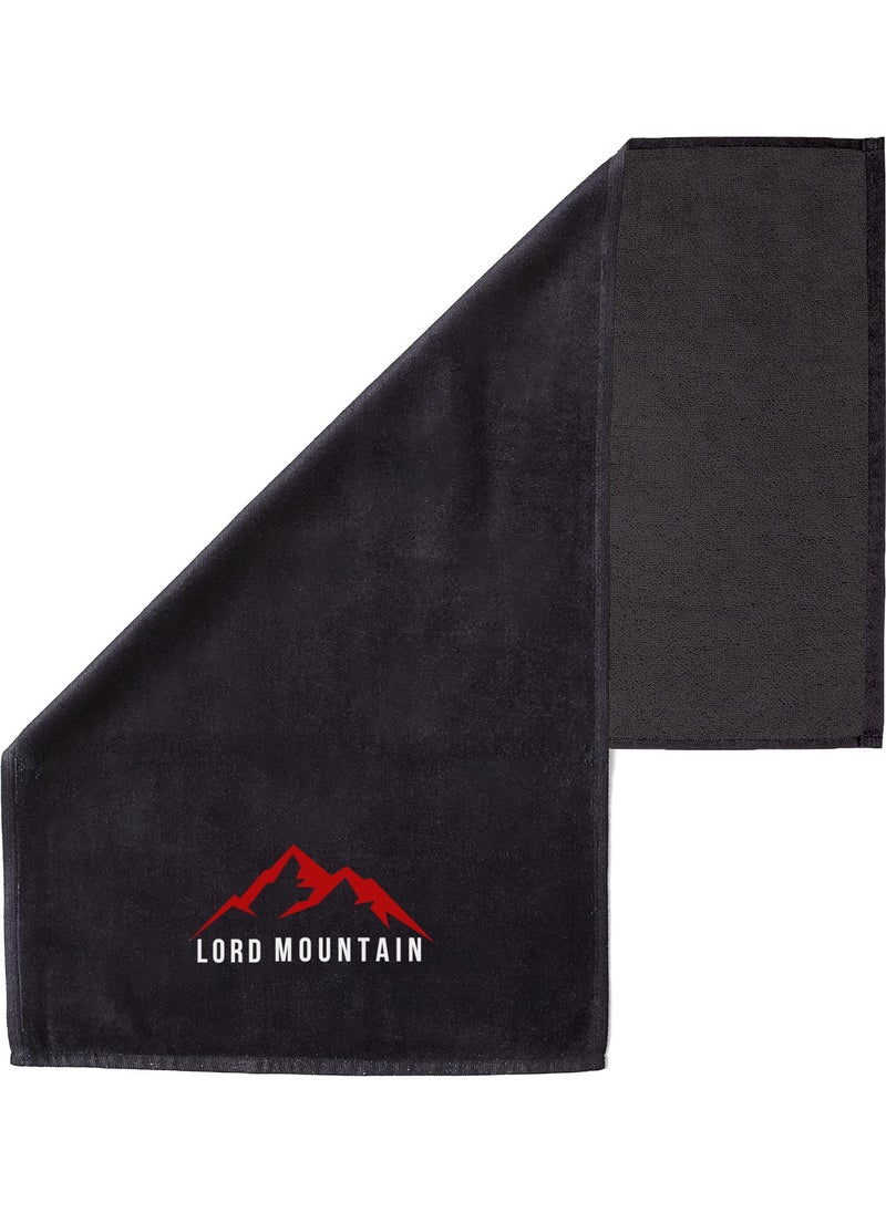 Lord Mountain - Sports Towel, fitness Towel, training Towel, hand TOWEL, 100% Cotton TOWEL, 90X50 cm Men's, women's, black - Image 1