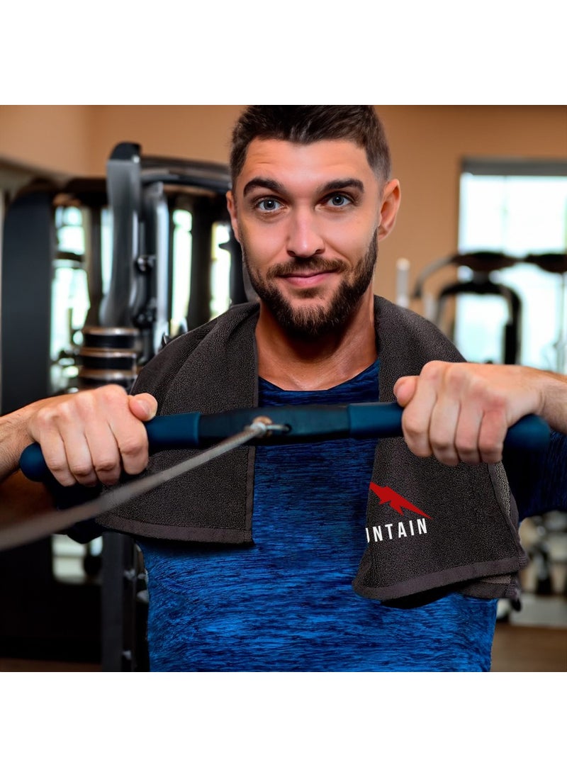 Lord Mountain - Sports Towel, fitness Towel, training Towel, hand TOWEL, 100% Cotton TOWEL, 90X50 cm Men's, women's, black - Image 1