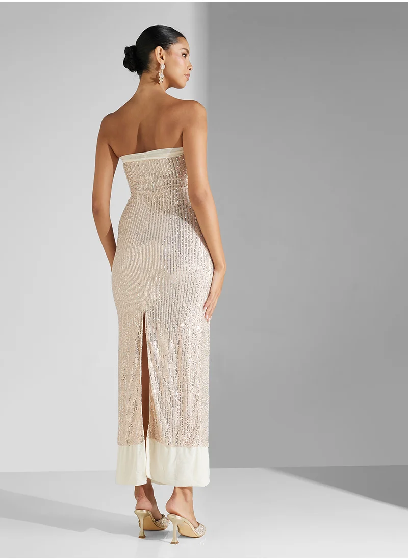 Ginger Bandeau Sequin Embellished Dress