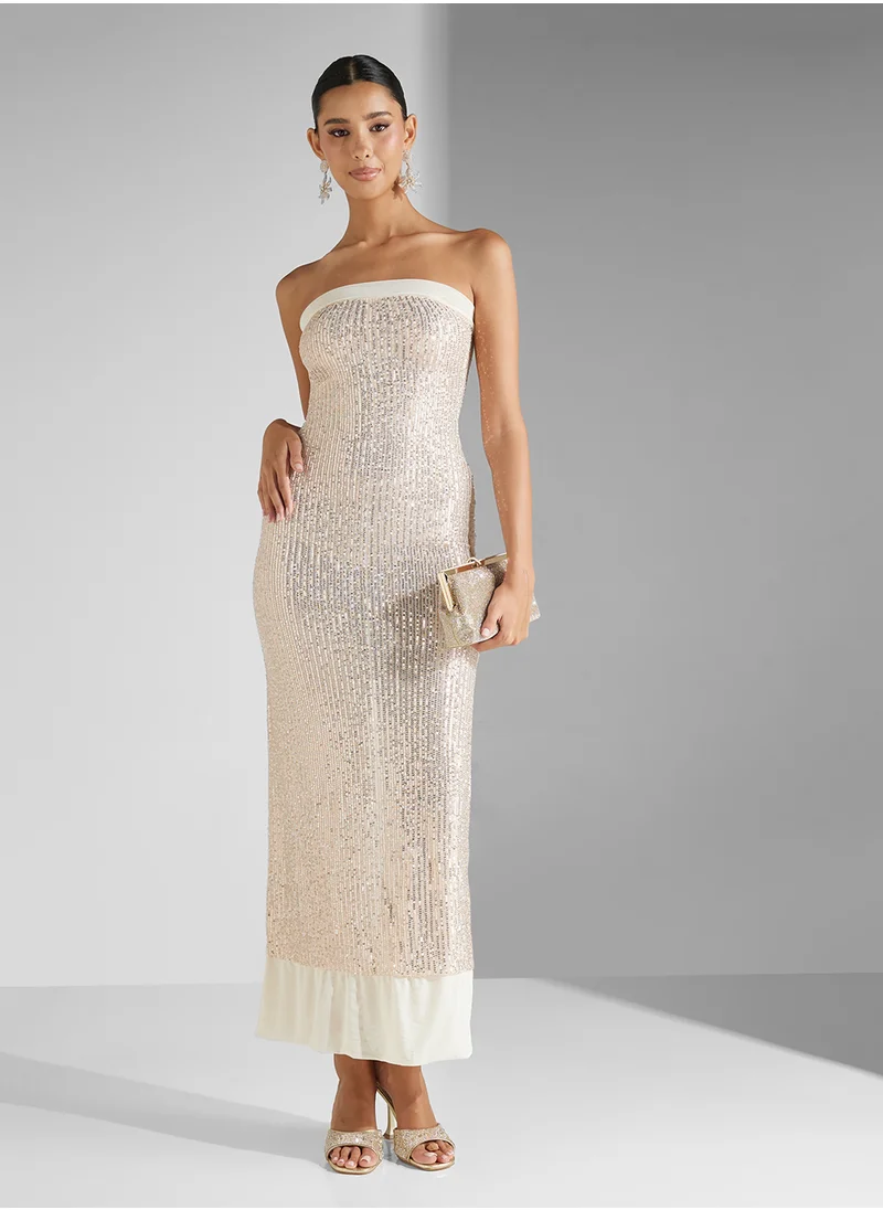 Ginger Bandeau Sequin Embellished Dress