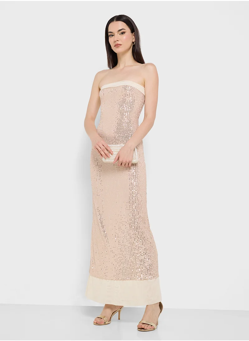 Ginger Sequin Strapless Gown Dress