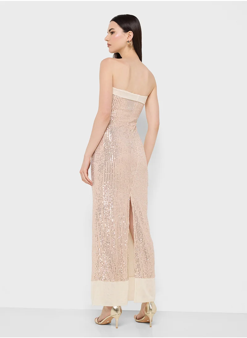 Ginger Sequin Strapless Gown Dress
