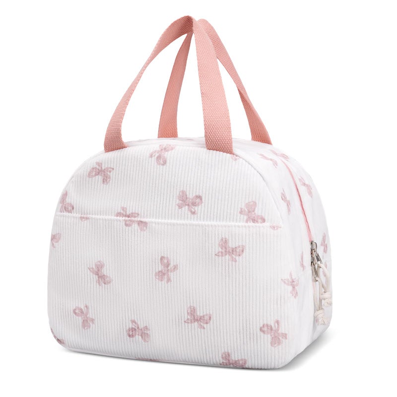 honitty Lunch Box for Women,Cute Corduroy Lunch Tote Bag,Reusable Insulated Lunch Box,Large Capacity Cooler Bag with Compartments for Work, Picnics or Travelling - Image 1