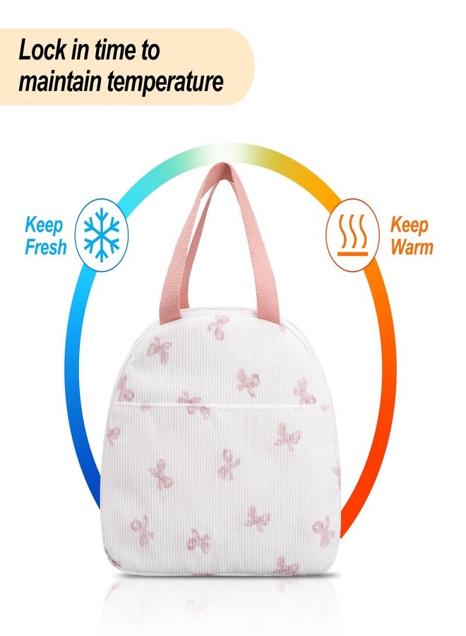 honitty Lunch Box for Women,Cute Corduroy Lunch Tote Bag,Reusable Insulated Lunch Box,Large Capacity Cooler Bag with Compartments for Work, Picnics or Travelling - Image 3
