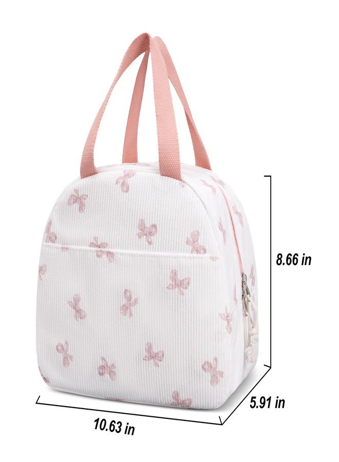honitty Lunch Box for Women,Cute Corduroy Lunch Tote Bag,Reusable Insulated Lunch Box,Large Capacity Cooler Bag with Compartments for Work, Picnics or Travelling - Image 2