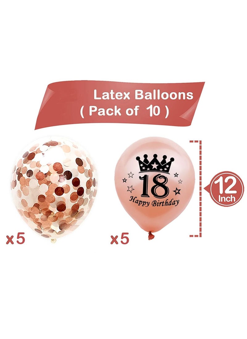 Brain Giggles Brain Giggles 18th Birthday Decoration - 18th Happy Birthday Balloon set- 10pcs - Rose Gold  - Image 2