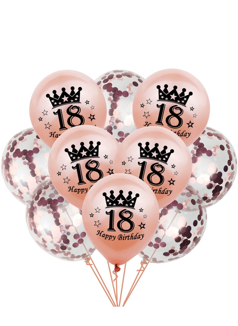 Brain Giggles Brain Giggles 18th Birthday Decoration - 18th Happy Birthday Balloon set- 10pcs - Rose Gold  - Image 1
