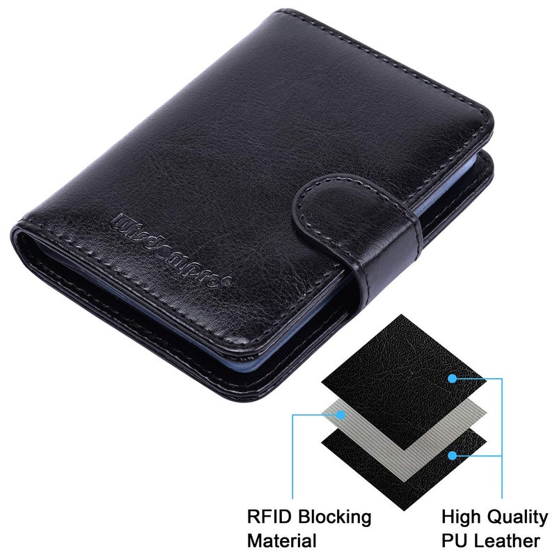 Wisdompro Credit Card Holder, Slim Leather RFID Blocking Wallet Debit Card Protector Organizer Case (20 Card & 7 Memory Card Slots)-Vertical Black - Image 2