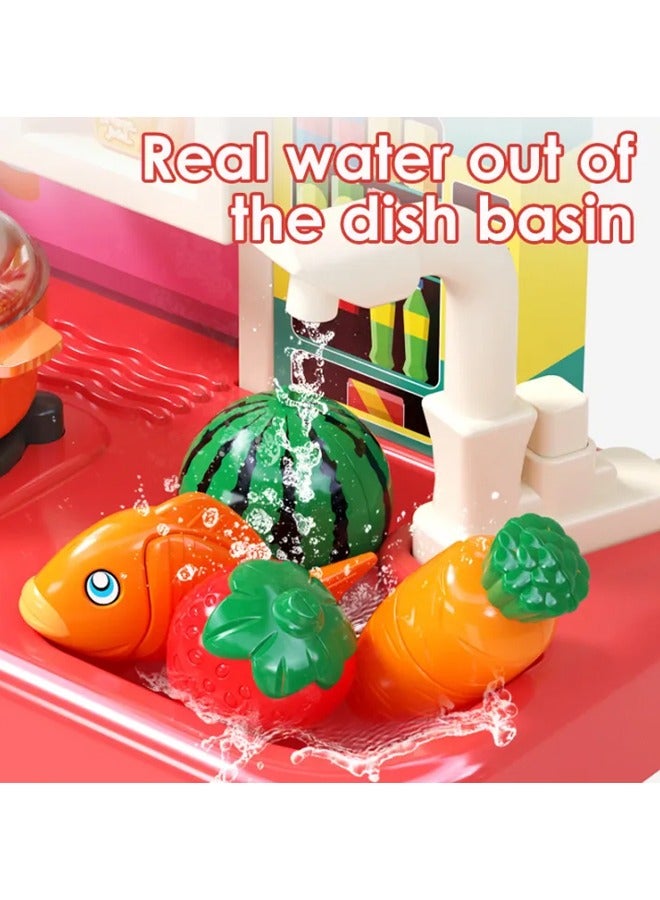 54Pcs Kids Kitchen Play Set，Interactive Kids Kitchen Play Set with 50Pcs of Pretend Kitchen Toys，Realistic Sound Effects，and Simulated Functionality - Suitable for Toddlers Aged 2-12 Years - Image 5