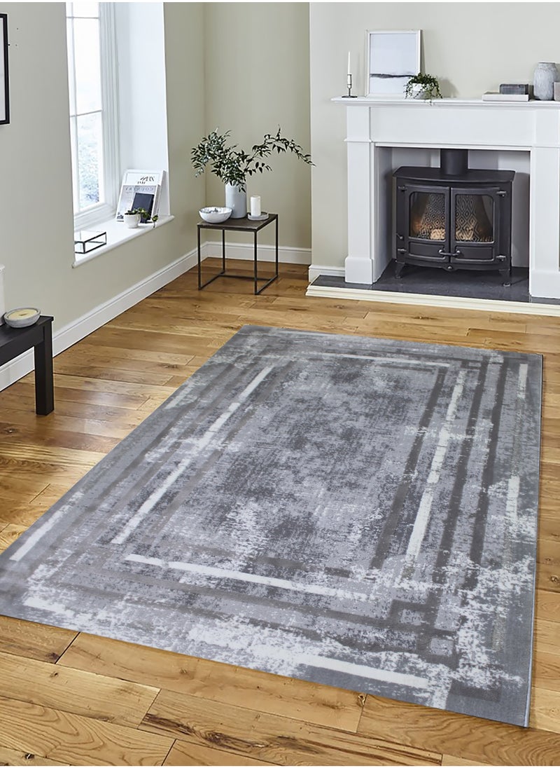 HANDPICKED FURNITURE Handpicked Furniture Abstract Grey Rug, Ultra Soft Area Carpets For Bed Room, Living Room, And Dining Room, Antislip Floor Carpets, Easy To Clean, Made In Turkey  - Image 1