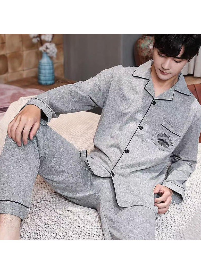 Men's Pajama Set, Cotton Long Sleeve Two-Piece Casual Pajamas - Image 1