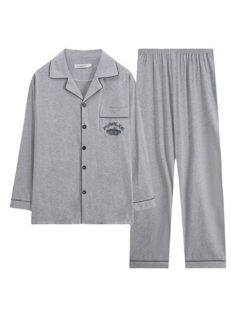 Men's Pajama Set, Cotton Long Sleeve Two-Piece Casual Pajamas - Image 2