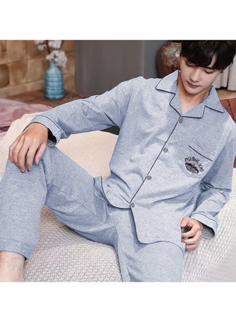 Men's Pajama Set, Cotton Long Sleeve Two-Piece Casual Pajamas - Image 1
