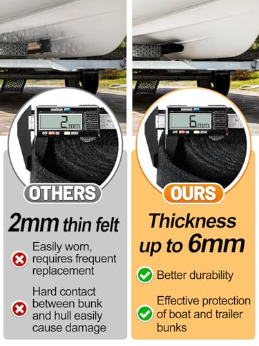 PAMASE Boat Trailer Bunk Carpet - 6mm Ultra Thick 13ft*9in Wear-Resistant Marine Carpeting Covers for 2x4 Boat Lift Bunks, Shock Absorption Padding Mats Parts Accessories for Jet Ski - Image 2