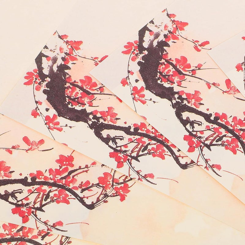 Retro Plum Blossom Writing Paper Set Vintage Stationery Letter Paper 8 Sheets Per Set Colored Ink Wash Design for Handwriting and Printing for Letters and Notes - Image 4